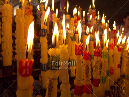 Fair Trade Photo Candle, Christmas, Church, Colour image, Condolence-Sympathy, Ethnic-folklore, Flame, Focus on foreground, Horizontal, Indoor, Multi-coloured, Peru, Religion, Religious object, South America, Spirituality, Warmth