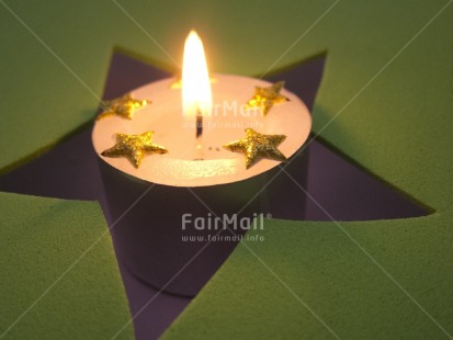 Fair Trade Photo Candle, Christmas, Colour image, Flame, Green, Horizontal, Indoor, Peru, South America, Star, Tabletop
