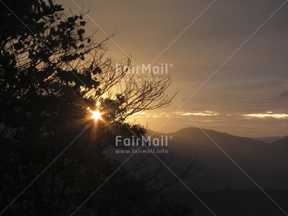 Fair Trade Photo Clouds, Colour image, Condolence-Sympathy, Evening, Horizontal, Mountain, Outdoor, Peru, Rural, Scenic, Sky, South America, Spirituality, Sun, Sunset, Travel, Tree