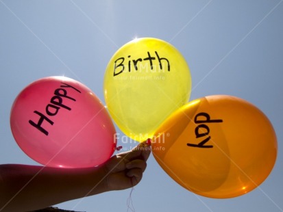 Fair Trade Photo Balloon, Birthday, Colour image, Day, Hand, Holding, Horizontal, Letter, Multi-coloured, Outdoor, Peru, Seasons, Sky, South America, Summer