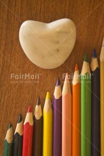 Fair Trade Photo Colour, Colour image, Education, Heart, Indoor, Love, Multi-coloured, Pencil, Peru, South America, Studio, Tabletop, Vertical