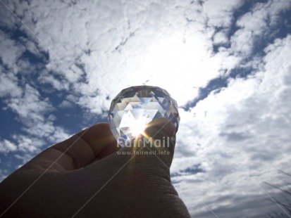 Fair Trade Photo Clouds, Colour image, Diamond, Hand, Horizontal, Light, Peru, Reflection, Sky, South America, Spirituality, Sun, Wellness