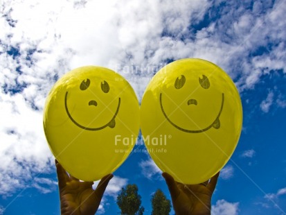 Fair Trade Photo Balloon, Colour image, Emotions, Friendship, Hand, Happiness, Horizontal, Love, Outdoor, Peru, Seasons, Smile, Smiling, South America, Summer, Tabletop, Together, Yellow