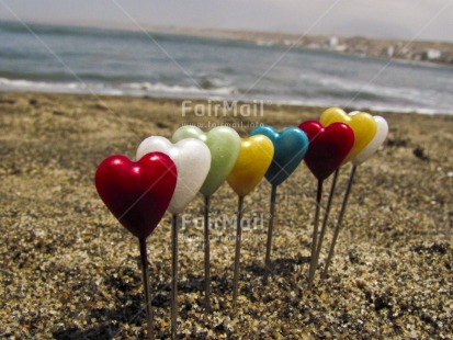 Fair Trade Photo Beach, Colour image, Day, Heart, Horizontal, Love, Outdoor, Peru, Red, Sand, Sea, Seasons, South America, Summer, Valentines day, Water