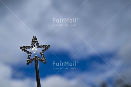 Fair Trade Photo Christianity, Christmas, Clouds, Colour image, Cross, Day, Horizontal, Outdoor, Peru, Religion, Seasons, Silver, Sky, South America, Star, Summer