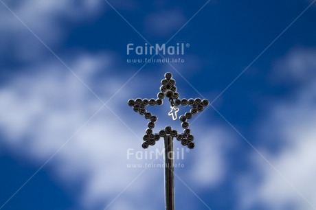 Fair Trade Photo Christianity, Christmas, Clouds, Colour image, Cross, Day, Horizontal, Outdoor, Peru, Religion, Seasons, Silver, Sky, South America, Star, Summer