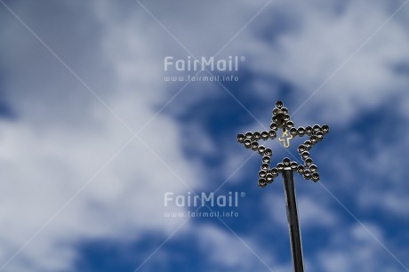 Fair Trade Photo Christianity, Christmas, Clouds, Colour image, Cross, Day, Horizontal, Outdoor, Peru, Religion, Seasons, Silver, Sky, South America, Star, Summer