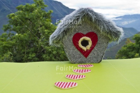 Fair Trade Photo Clouds, Colour image, Day, Heart, Horizontal, House, Love, Mountain, New home, Outdoor, Peru, Scenic, Sky, South America, Welcome home