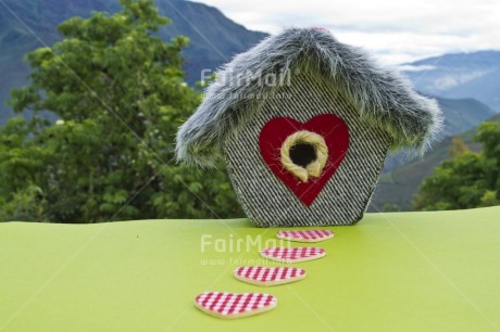 Fair Trade Photo Clouds, Colour image, Day, Heart, Horizontal, House, Love, Mountain, New home, Outdoor, Peru, Scenic, Sky, South America, Welcome home