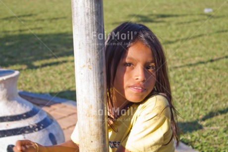 Fair Trade Photo 5 -10 years, Activity, Colour image, Horizontal, House, Latin, Looking at camera, One girl, People, Peru, Portrait halfbody, Smiling, South America