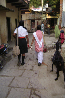 Ankita walking to her school