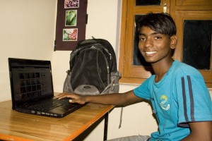 Kaushal with his new laptop Kaushal with his new laptop