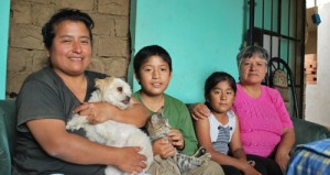 Sebastian with his family at home