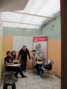 Part of the FairMail Peru team enjoying the new roof